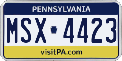 PA license plate MSX4423