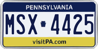 PA license plate MSX4425