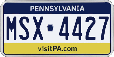 PA license plate MSX4427