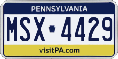 PA license plate MSX4429