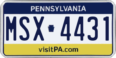 PA license plate MSX4431
