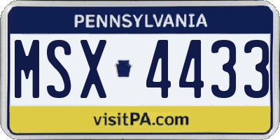 PA license plate MSX4433