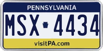 PA license plate MSX4434