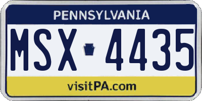 PA license plate MSX4435