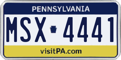 PA license plate MSX4441