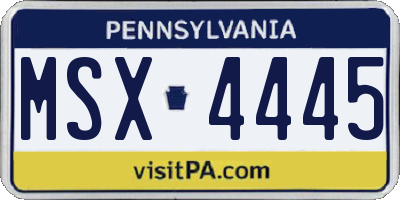 PA license plate MSX4445