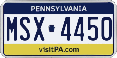 PA license plate MSX4450