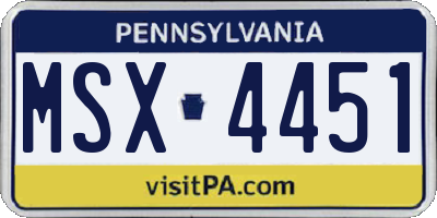 PA license plate MSX4451