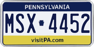 PA license plate MSX4452