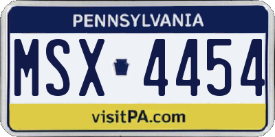 PA license plate MSX4454