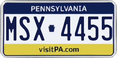 PA license plate MSX4455