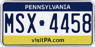 PA license plate MSX4458