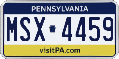 PA license plate MSX4459