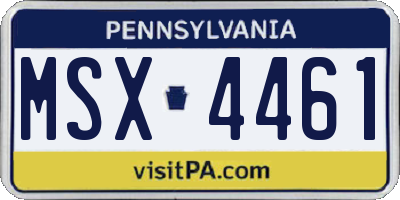 PA license plate MSX4461