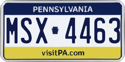 PA license plate MSX4463