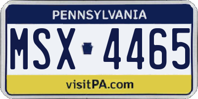 PA license plate MSX4465