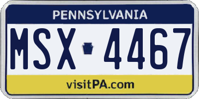 PA license plate MSX4467