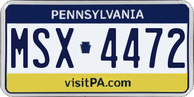 PA license plate MSX4472