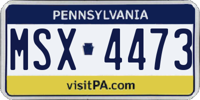 PA license plate MSX4473