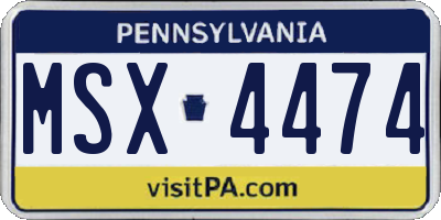 PA license plate MSX4474