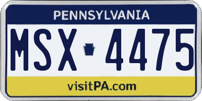 PA license plate MSX4475