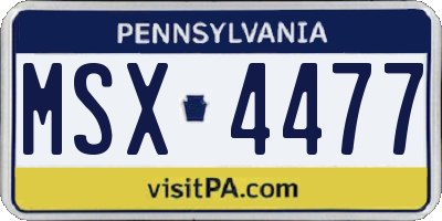 PA license plate MSX4477