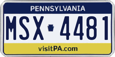 PA license plate MSX4481