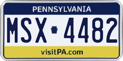 PA license plate MSX4482