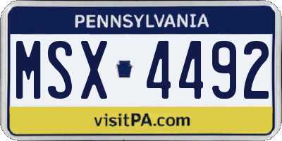 PA license plate MSX4492