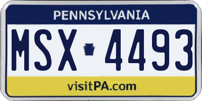 PA license plate MSX4493