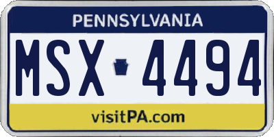 PA license plate MSX4494