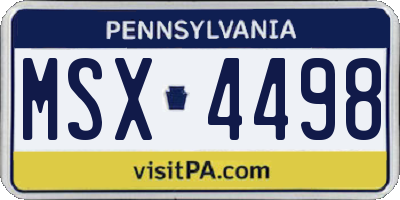 PA license plate MSX4498