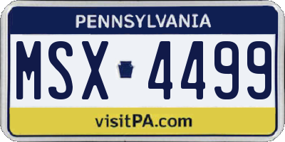 PA license plate MSX4499