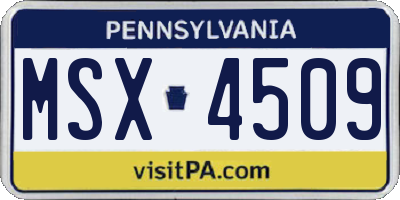 PA license plate MSX4509