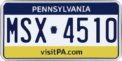 PA license plate MSX4510