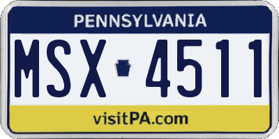 PA license plate MSX4511