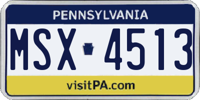 PA license plate MSX4513