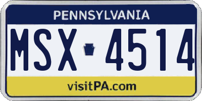 PA license plate MSX4514