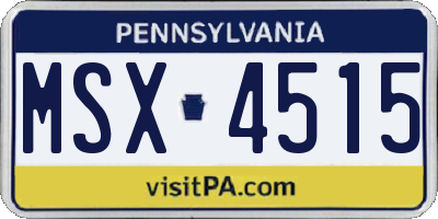 PA license plate MSX4515