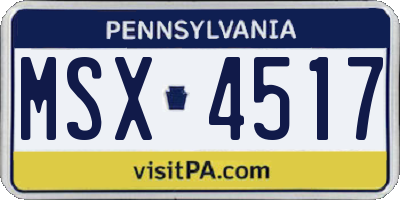 PA license plate MSX4517