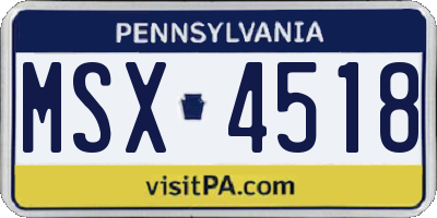 PA license plate MSX4518