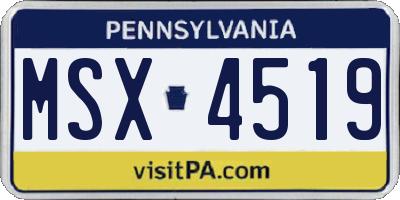 PA license plate MSX4519