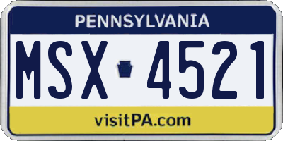 PA license plate MSX4521
