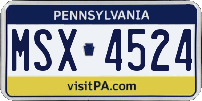 PA license plate MSX4524