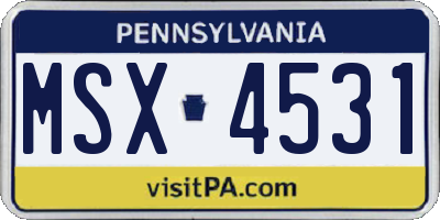 PA license plate MSX4531