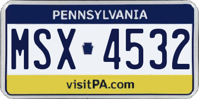 PA license plate MSX4532