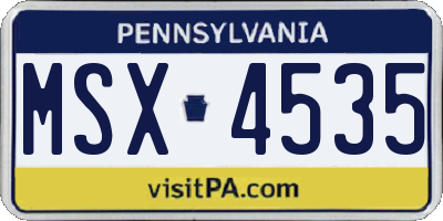 PA license plate MSX4535