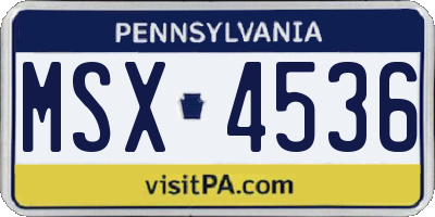 PA license plate MSX4536