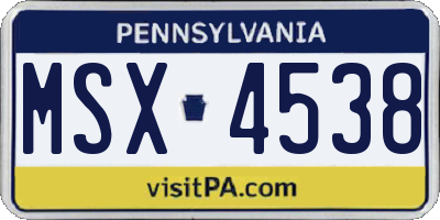 PA license plate MSX4538