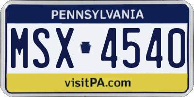 PA license plate MSX4540
